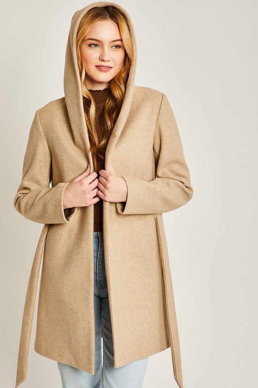 Contemporary Belted Hoodie Coat