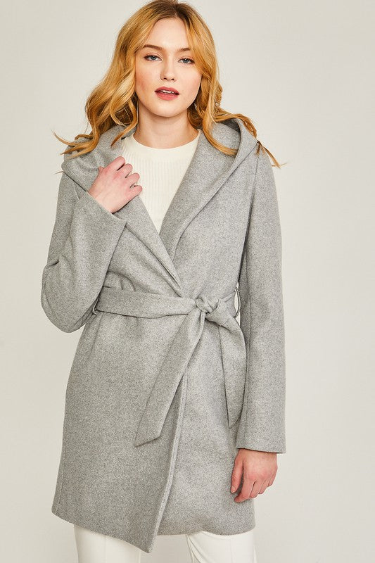 Contemporary Belted Hoodie Coat