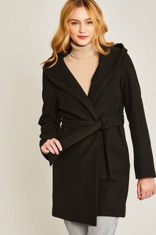 Contemporary Belted Hoodie Coat