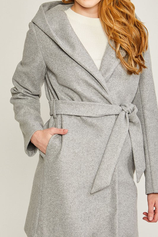 Contemporary Belted Hoodie Coat