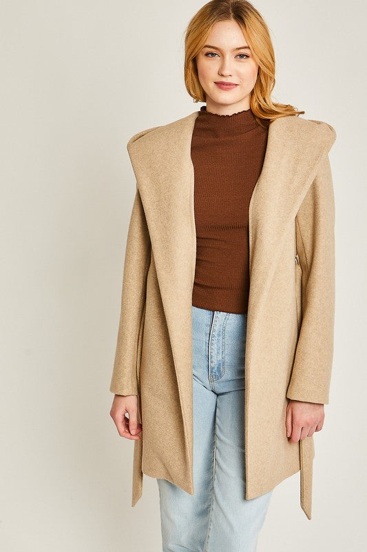 Contemporary Belted Hoodie Coat