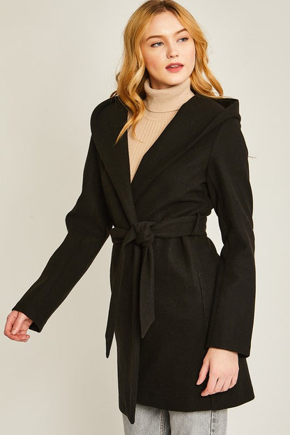 Contemporary Belted Hoodie Coat