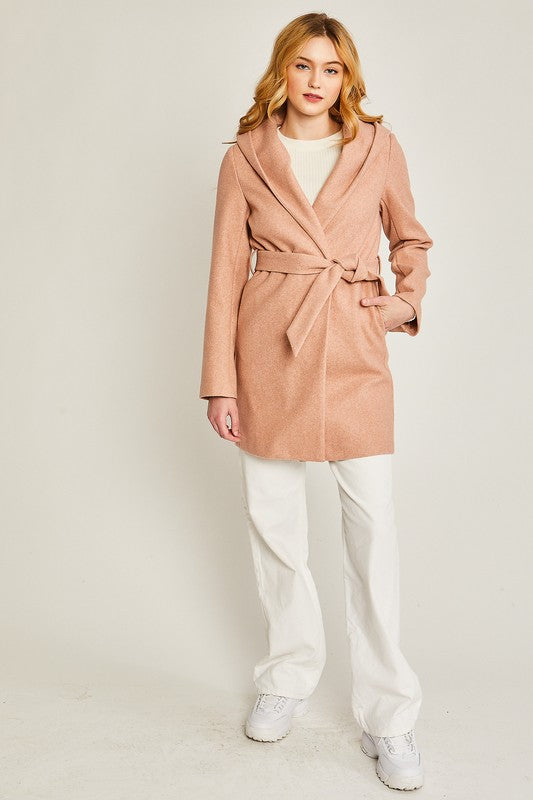 Contemporary Belted Hoodie Coat