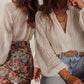 Crochet Lace Button Knit Blouse