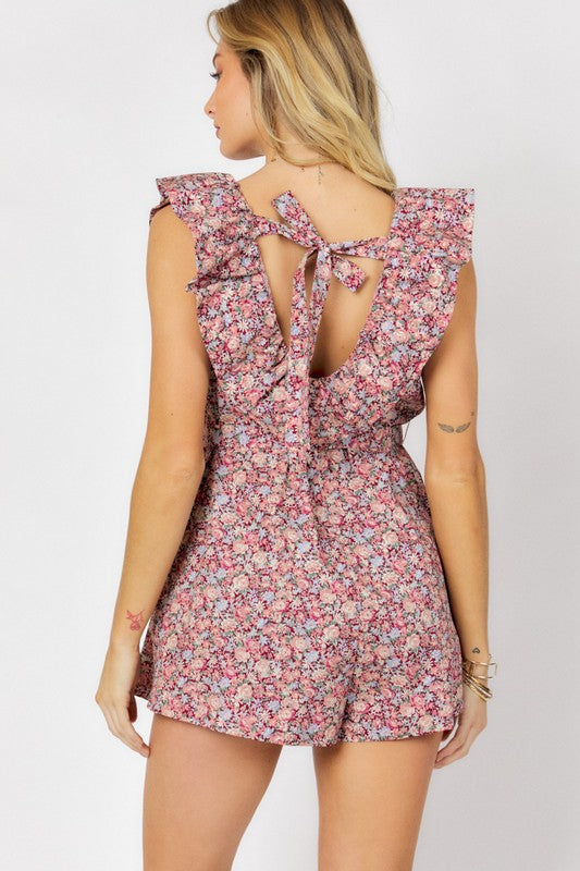 Printed Button Down Mini Romper