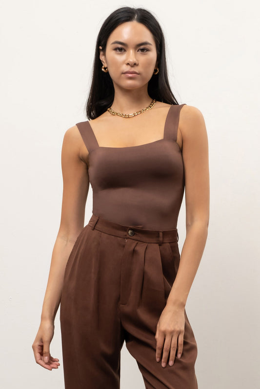 BASICS - Coffee Bean Square Neck Tank Top