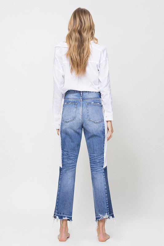 Redefined Straight Jeans with Side Block Panel